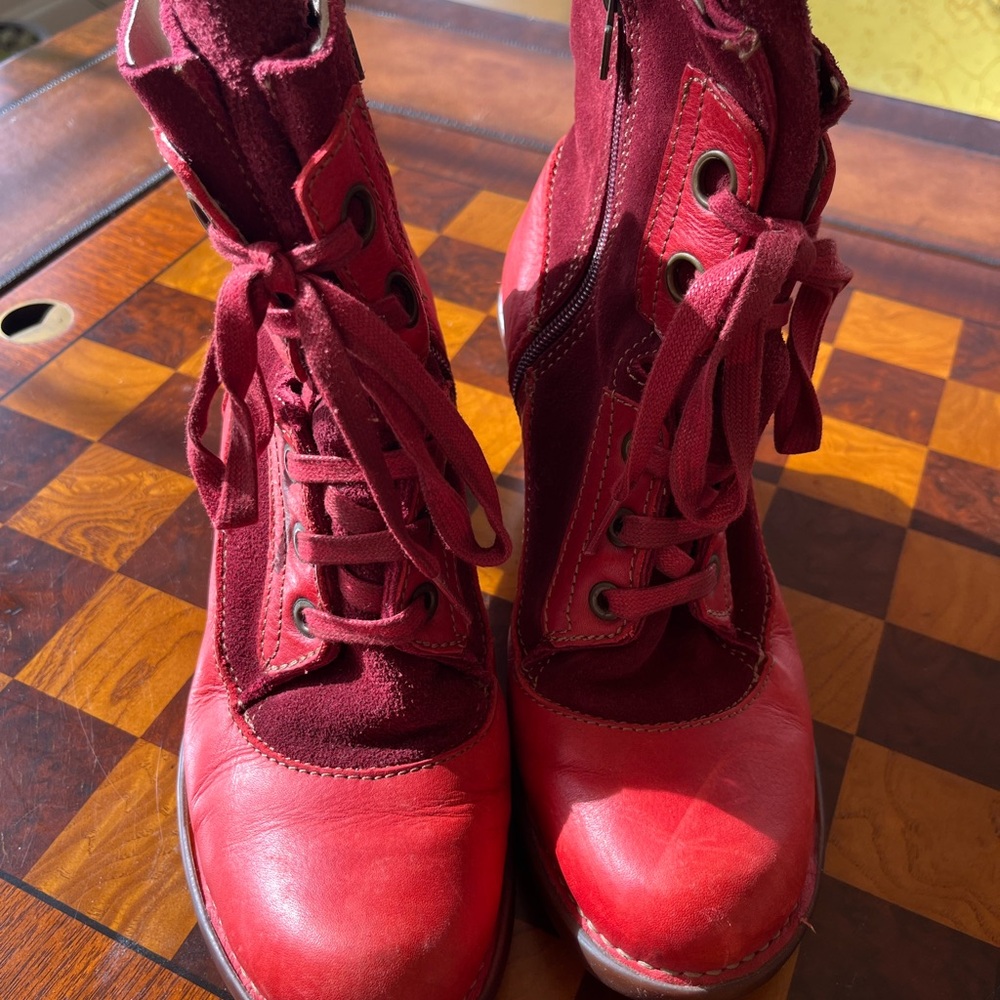 El Naturalista Red Suede/Leather Boots, Size 39